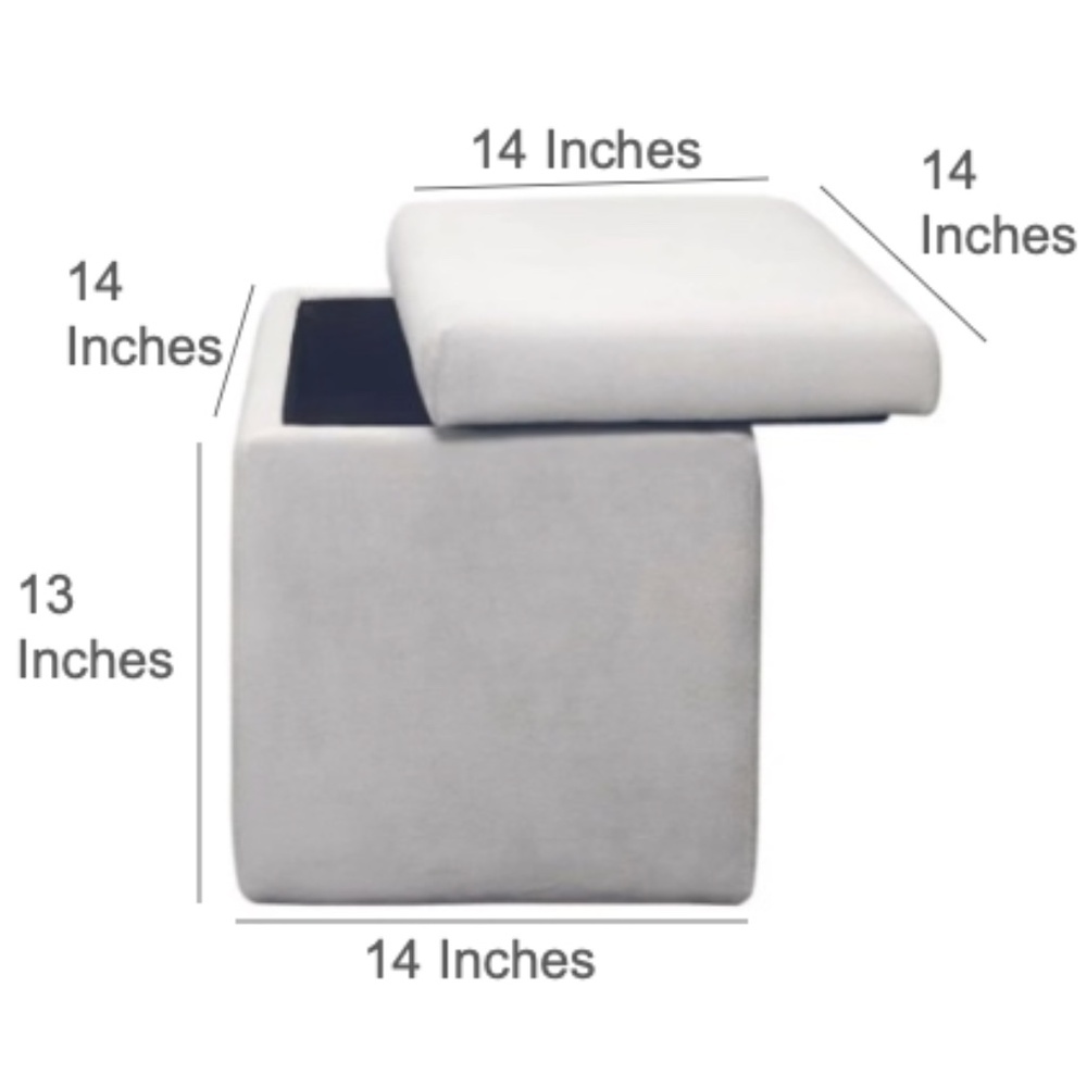 Square Storage Ottoman, Grey